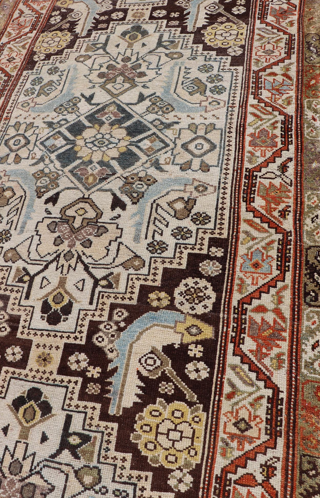 Long Runner Antique from Persia Malayer in Gray - Blue and Earthy Tones with Red Antique Runner Persian Malayer with all - over intricate floral design in multi - colors, Keivan Woven Arts / rug SUS - 2012 - 635, country of origin / type: Iran / Malayer, ... - Keivan Woven ArtsSUS - 2012 - 635 - 15082Rug