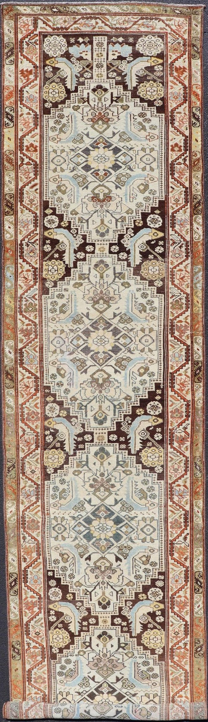 Long Runner Antique from Persia Malayer in Gray - Blue and Earthy Tones with Red Antique Runner Persian Malayer with all - over intricate floral design in multi - colors, Keivan Woven Arts / rug SUS - 2012 - 635, country of origin / type: Iran / Malayer, ... - Keivan Woven ArtsSUS - 2012 - 635 - 15082Rug