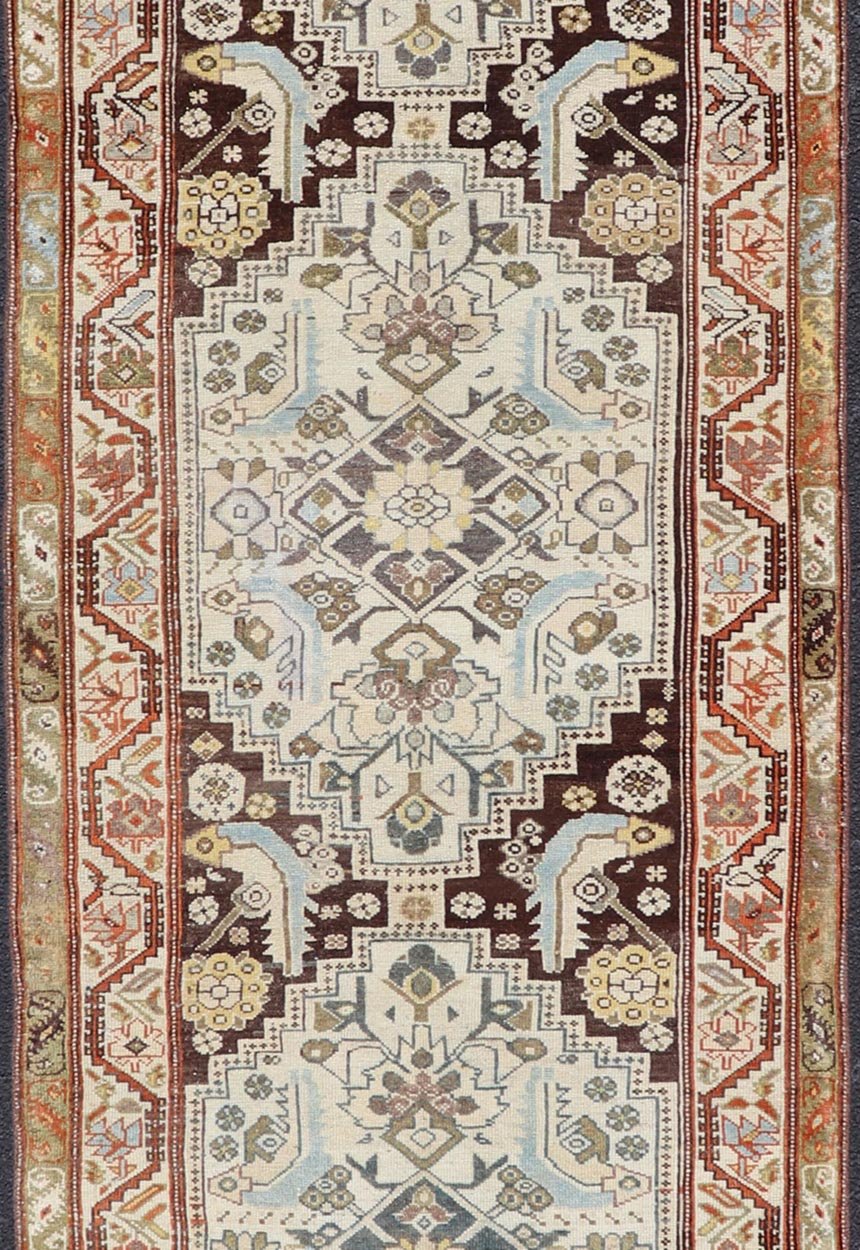 Long Runner Antique from Persia Malayer in Gray - Blue and Earthy Tones with Red Antique Runner Persian Malayer with all - over intricate floral design in multi - colors, Keivan Woven Arts / rug SUS - 2012 - 635, country of origin / type: Iran / Malayer, ... - Keivan Woven ArtsSUS - 2012 - 635 - 15082Rug