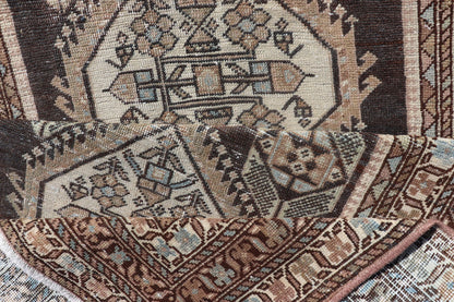 Antique Persian Hamadan Long Runner in Brown, Gray and Charcoal Background. Long Runner, Persian Hamadan antique Runner with all - over Diamond and geometric design in Brown, Charcoal and light blue/gray background. Other colors include Khaki, Ta... - Keivan Woven ArtsSUS - 2012 - 739 - 14290
