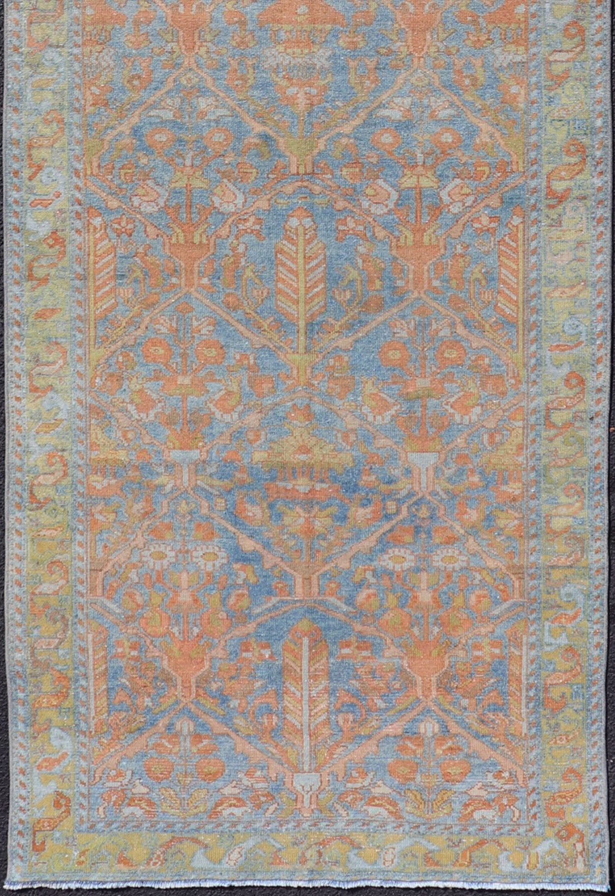 Antique Persian Long Malayer Runner with All Over Geometric Design. Colorful Floral Geometric Persian Malayer antique runner with all - over design, Keivan Woven Arts - rug SUS - 2012 - 820, country of origin / type: Iran / Malayer, circa 1920. Antique... - Keivan Woven ArtsSUS - 2012 - 820 - 14298Rug