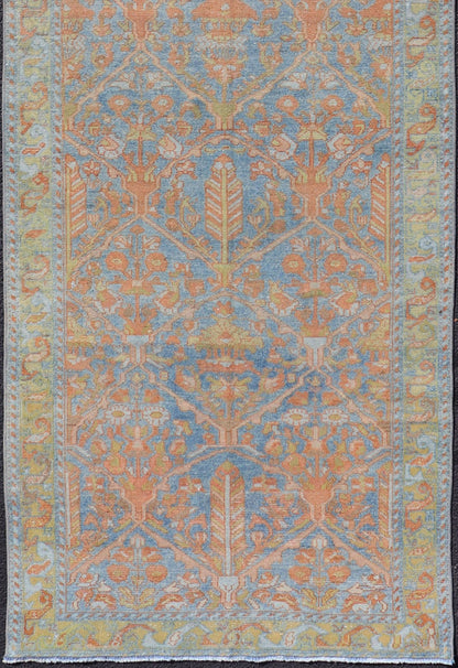 Antique Persian Long Malayer Runner with All Over Geometric Design. Colorful Floral Geometric Persian Malayer antique runner with all - over design, Keivan Woven Arts - rug SUS - 2012 - 820, country of origin / type: Iran / Malayer, circa 1920. Antique... - Keivan Woven ArtsSUS - 2012 - 820 - 14298Rug