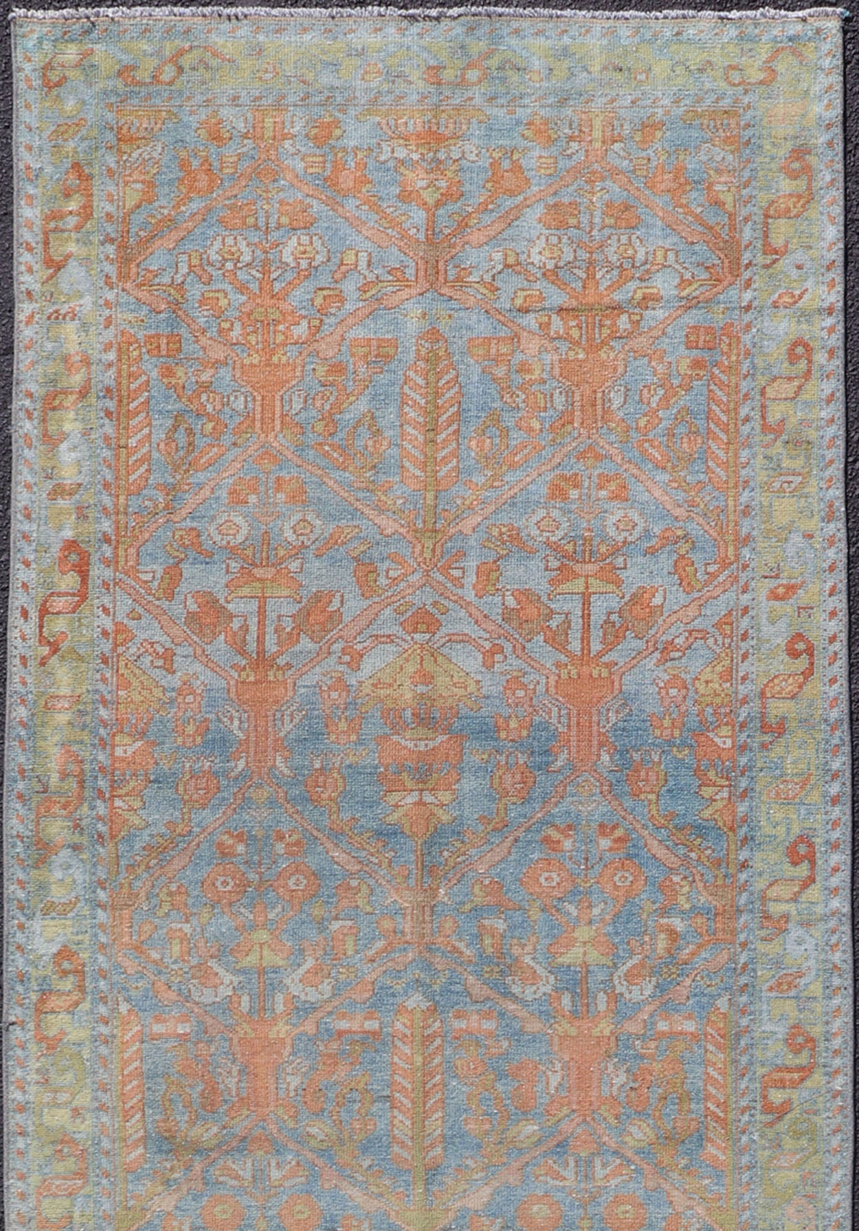 Antique Persian Long Malayer Runner with All Over Geometric Design. Colorful Floral Geometric Persian Malayer antique runner with all - over design, Keivan Woven Arts - rug SUS - 2012 - 820, country of origin / type: Iran / Malayer, circa 1920. Antique... - Keivan Woven ArtsSUS - 2012 - 820 - 14298Rug