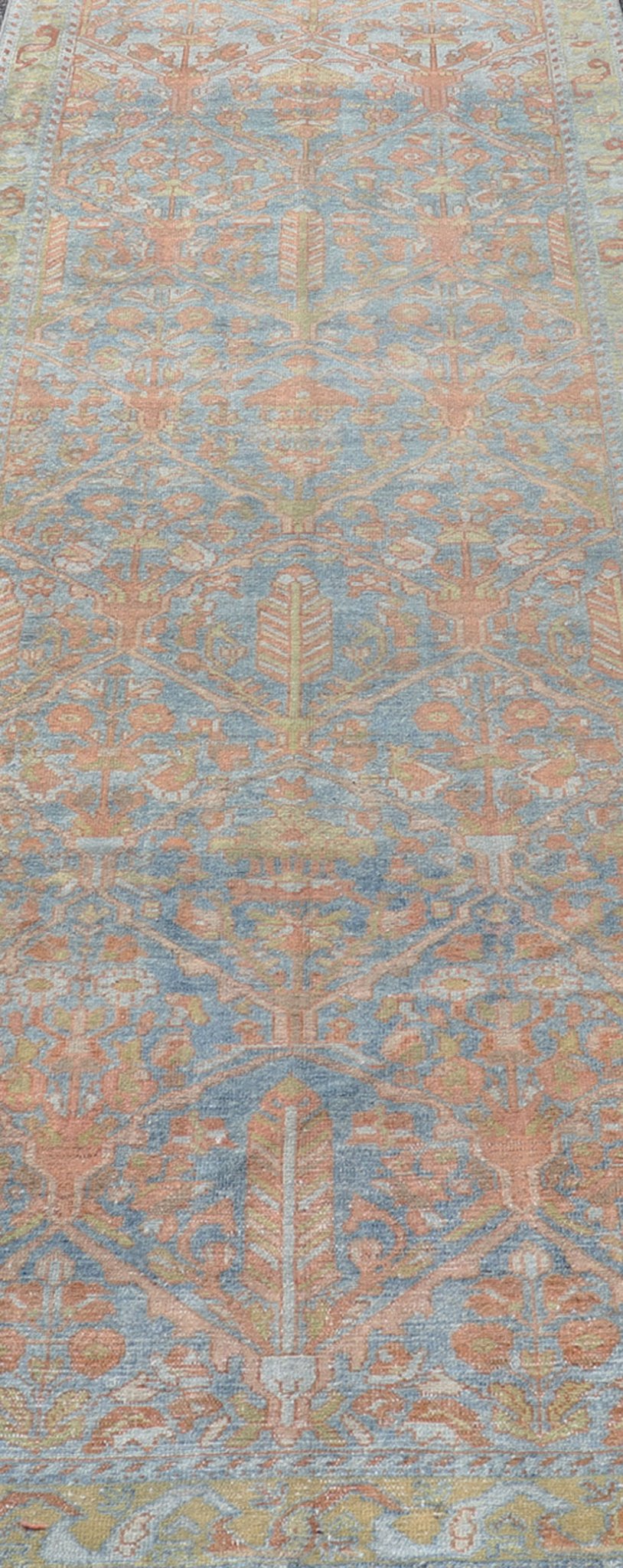 Antique Persian Long Malayer Runner with All Over Geometric Design. Colorful Floral Geometric Persian Malayer antique runner with all - over design, Keivan Woven Arts - rug SUS - 2012 - 820, country of origin / type: Iran / Malayer, circa 1920. Antique... - Keivan Woven ArtsSUS - 2012 - 820 - 14298Rug