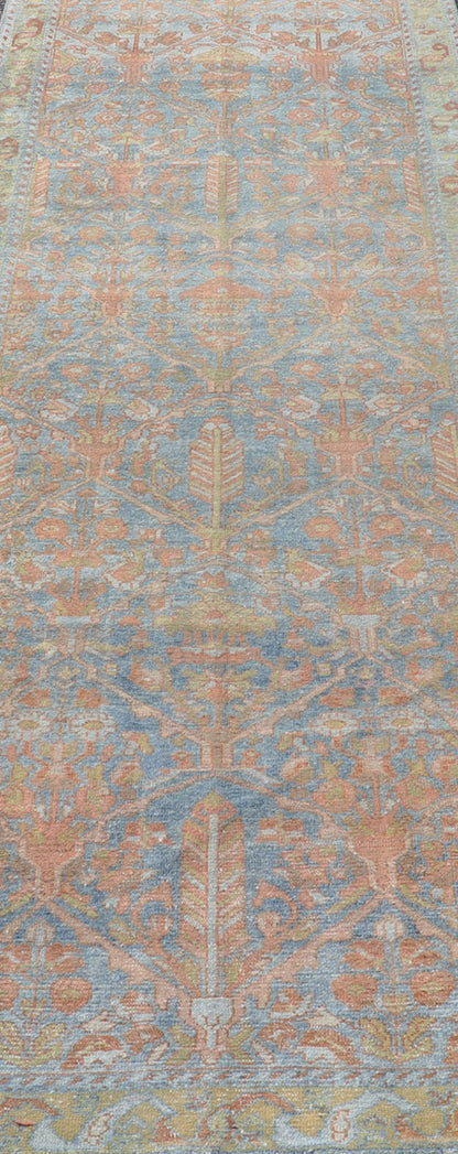 Antique Persian Long Malayer Runner with All Over Geometric Design. Colorful Floral Geometric Persian Malayer antique runner with all - over design, Keivan Woven Arts - rug SUS - 2012 - 820, country of origin / type: Iran / Malayer, circa 1920. Antique... - Keivan Woven ArtsSUS - 2012 - 820 - 14298Rug