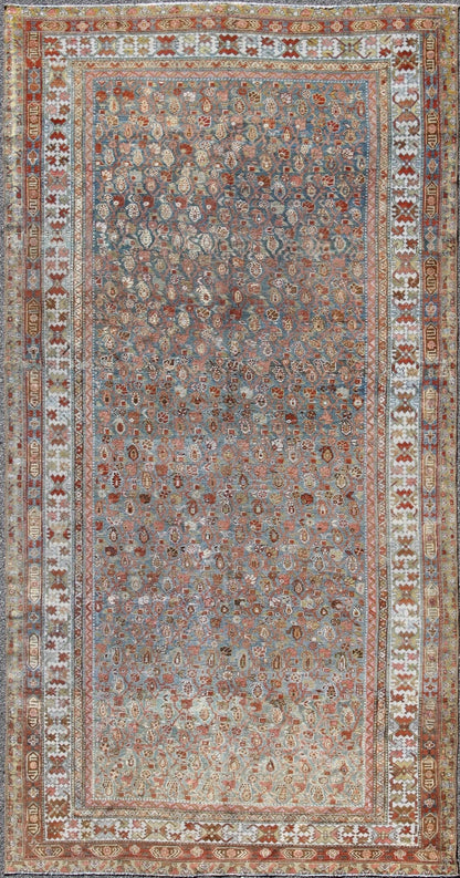 Red and Blue Antique Persian Malayer Rug with All - Over Design and Ornate Borders, rug sus - 4704, country of origin / type: Iran / Malayer, circa 1910 This antique Persian Malayer rug was handwoven in the early 20th century (circa 1910) and bears ... - Keivan Woven ArtsSUS - 4704 - 9136Rug