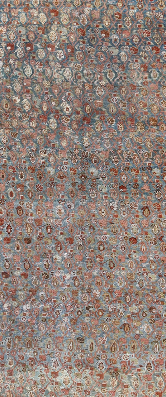Red and Blue Antique Persian Malayer Rug with All - Over Design and Ornate Borders, rug sus - 4704, country of origin / type: Iran / Malayer, circa 1910 This antique Persian Malayer rug was handwoven in the early 20th century (circa 1910) and bears ... - Keivan Woven ArtsSUS - 4704 - 9136Rug