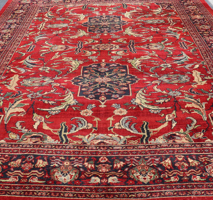 Antique Persian Ziegler Sultanabad Rug with Botanical Elements Set on Red Field. Keivan Woven Arts / rug TRA - 120701, country of origin / type: Iran / Ziegler Sultanabad, circa 1900. Antique Ziegler, Antique Sultanabad Measures: 12'3 x 18'3. Thi... - Keivan Woven ArtsTRA - 120701 - 3285Rug