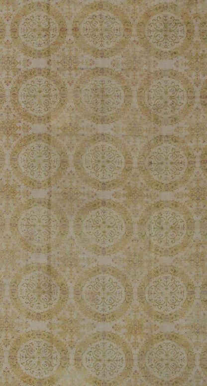 Antique Spanish Carpet in Yellow Green, Ivory and Lavender. Antique Spanish Carpet in Yellow Green, and Lavender, accent colors of medium green and light blue, Keivan Woven Arts/rug / TRA - 6052, country of origin / type: Spain / Spanish, circa 19... - Keivan Woven ArtsTRA - 6052 - 1752Rug