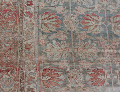 Antique Persian Bidjar With A Light Blue Background and All - Over Tribal Pattern Large antique Persian bidjar rug in light blue background and alternating floral pattern, Keivan Woven Arts / TRA - 8051. Large antique Bidjar Late 19th Century Mea... - Keivan Woven ArtsTRA - 8051 - 373Rug