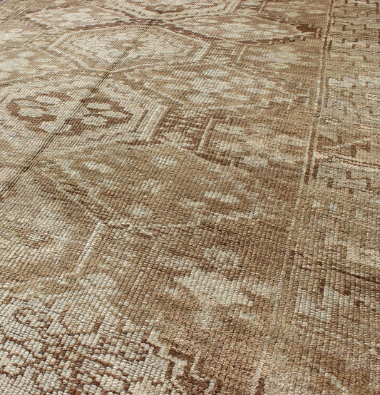 Cream, Tan and Brown Vintage Turkish Oushak Long Rug With All - Over Diamond Design, Keivan Woven Arts / rug tu - 90801, country of origin / type: Turkey / Oushak, circa 1930. This vintage Oushak rug, circa mid - 20th century. Features a unique blend ... - Keivan Woven ArtsTU - 90801 - 1686Rug