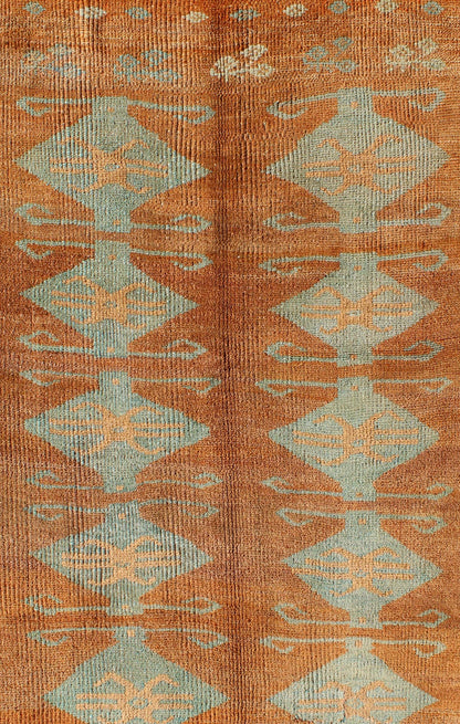 Antique Turkish Tulu Rug with Tribal Medallions in Copper and Light Blue green antique Tulu rug with Tribal Medallions in Copper and light blue, Keivan Woven Arts/ rug TU - 9102, country of origin / type: Turkey / Tulu, circa 1930's Measur... - Keivan Woven ArtsTU - 9102 - 2141Rug