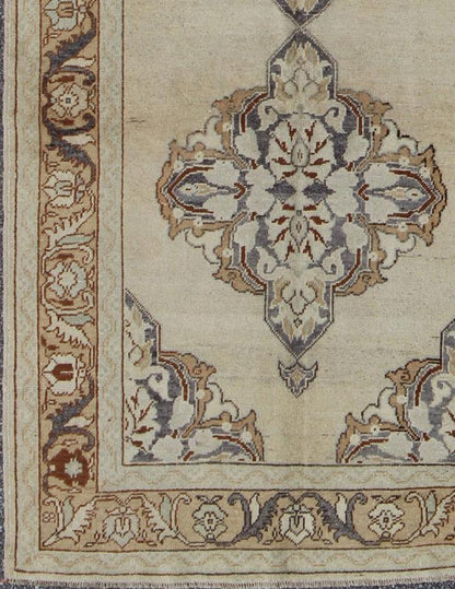 Vintage Oushak Rug from Turkey with Three Floral Medallions and Cornices Oushak Rug from Turkey with Three Floral Medallions rug/tu - 9304 origin/turkey kwarugs Produced in mid - 20th century, Turkey, this vintage Oushak is characterized by a... - Keivan Woven ArtsTU - 9304 - 1696Rug