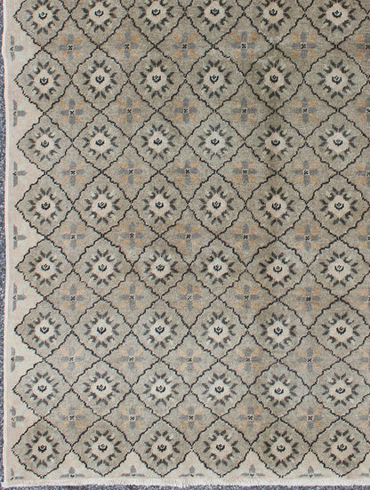 Vintage Hand Knotted Turkish Sivas Rug with All - Over Design in Florals Vintage Turkish Sivas rug with all - over stylized diamond motifs in gray, Keivan Woven Arts / rug ALG - 136570, country of origin / type: Turkey / Sivas, circa mid - 20th century... - Keivan Woven ArtsTU - ALG - 136570 - 4926Rug