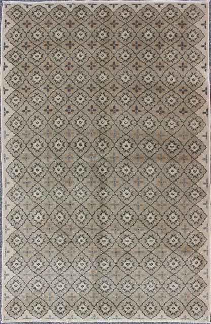 Vintage Hand Knotted Turkish Sivas Rug with All - Over Design in Florals Vintage Turkish Sivas rug with all - over stylized diamond motifs in gray, Keivan Woven Arts / rug ALG - 136570, country of origin / type: Turkey / Sivas, circa mid - 20th century... - Keivan Woven ArtsTU - ALG - 136570 - 4926Rug