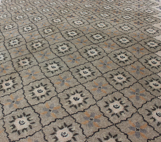 Vintage Hand Knotted Turkish Sivas Rug with All - Over Design in Florals Vintage Turkish Sivas rug with all - over stylized diamond motifs in gray, Keivan Woven Arts / rug ALG - 136570, country of origin / type: Turkey / Sivas, circa mid - 20th century... - Keivan Woven ArtsTU - ALG - 136570 - 4926Rug