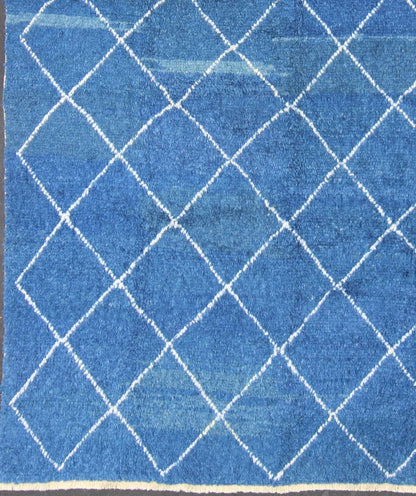 Modern Tulu - Moroccan Rug Rug with All - Over Lattice Design in Blue kwarugs Modern Moroccan rug with all - over Lattice design in cream and gray, rug TU - ALG - 27, country of origin / type: Turkey / Tribal This tribal Moroccan/Tulu rug with a mo... - Keivan Woven ArtsTU - ALG - 27 - 12038Rug
