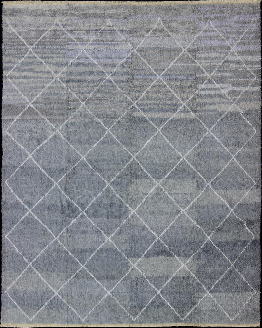 Modern Tulu - Moroccan Rug rug with all - over Lattice Design Modern Moroccan rug with all - over Lattice design in cream and gray, rug TU - ALG - 29, country of origin / type: Turkey / Tribal This tribal Moroccan/Tulu rug with a modern design rend... - Keivan Woven ArtsTU - ALG - 29 - 12044