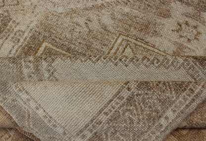 Vintage Hand Knotted Oushak Gallery Runner With Three Medallion Design in Taupe, Light Brown Vintage Oushak rug from Turkey in with flower motifs, Keivan Woven Arts / rug TU - ALK - 3555, country of origin / type: Turkey / Oushak, circa 1940 ... - Keivan Woven ArtsTU - ALK - 3555 - 12058Rug
