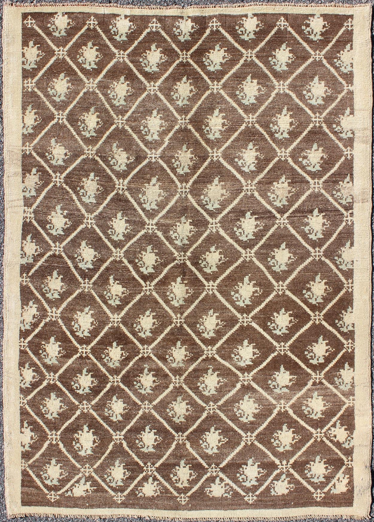 All - Over Design Turkish Tulu Carpet in Shades of Brown and Cream Turkish Tulu Carpet in Shades of Brown rug/tualk - 3561 origin/turkey kwarugs This Tulu carpet features tribal motifs laid across a chocolate brown field and enclosed within a... - Keivan Woven ArtsTU - ALK - 3561 - 6783Rug