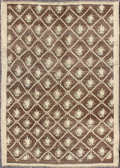 All - Over Design Turkish Tulu Carpet in Shades of Brown and Cream Turkish Tulu Carpet in Shades of Brown rug/tualk - 3561 origin/turkey kwarugs This Tulu carpet features tribal motifs laid across a chocolate brown field and enclosed within a... - Keivan Woven ArtsTU - ALK - 3561 - 6783Rug