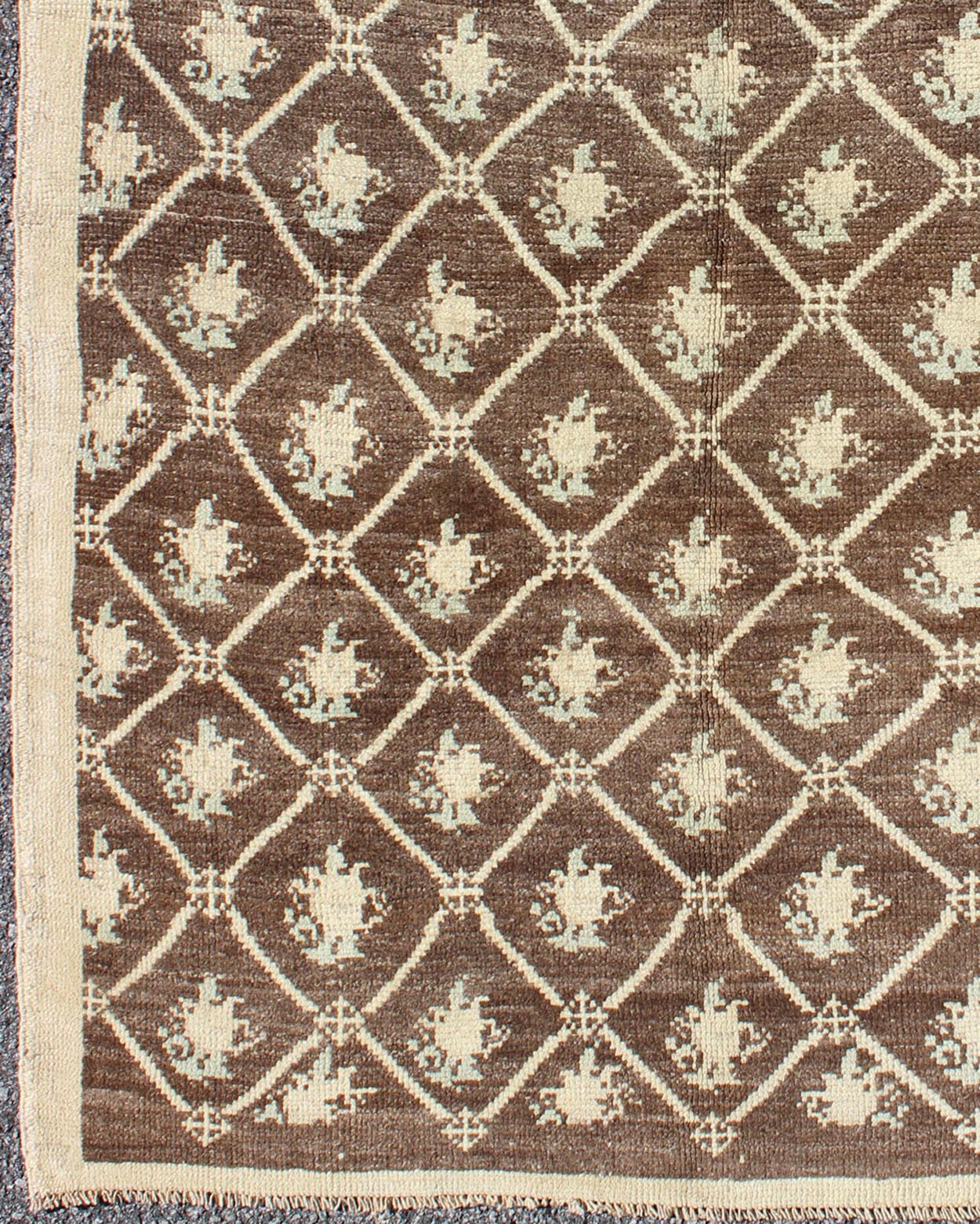 All - Over Design Turkish Tulu Carpet in Shades of Brown and Cream Turkish Tulu Carpet in Shades of Brown rug/tualk - 3561 origin/turkey kwarugs This Tulu carpet features tribal motifs laid across a chocolate brown field and enclosed within a... - Keivan Woven ArtsTU - ALK - 3561 - 6783Rug