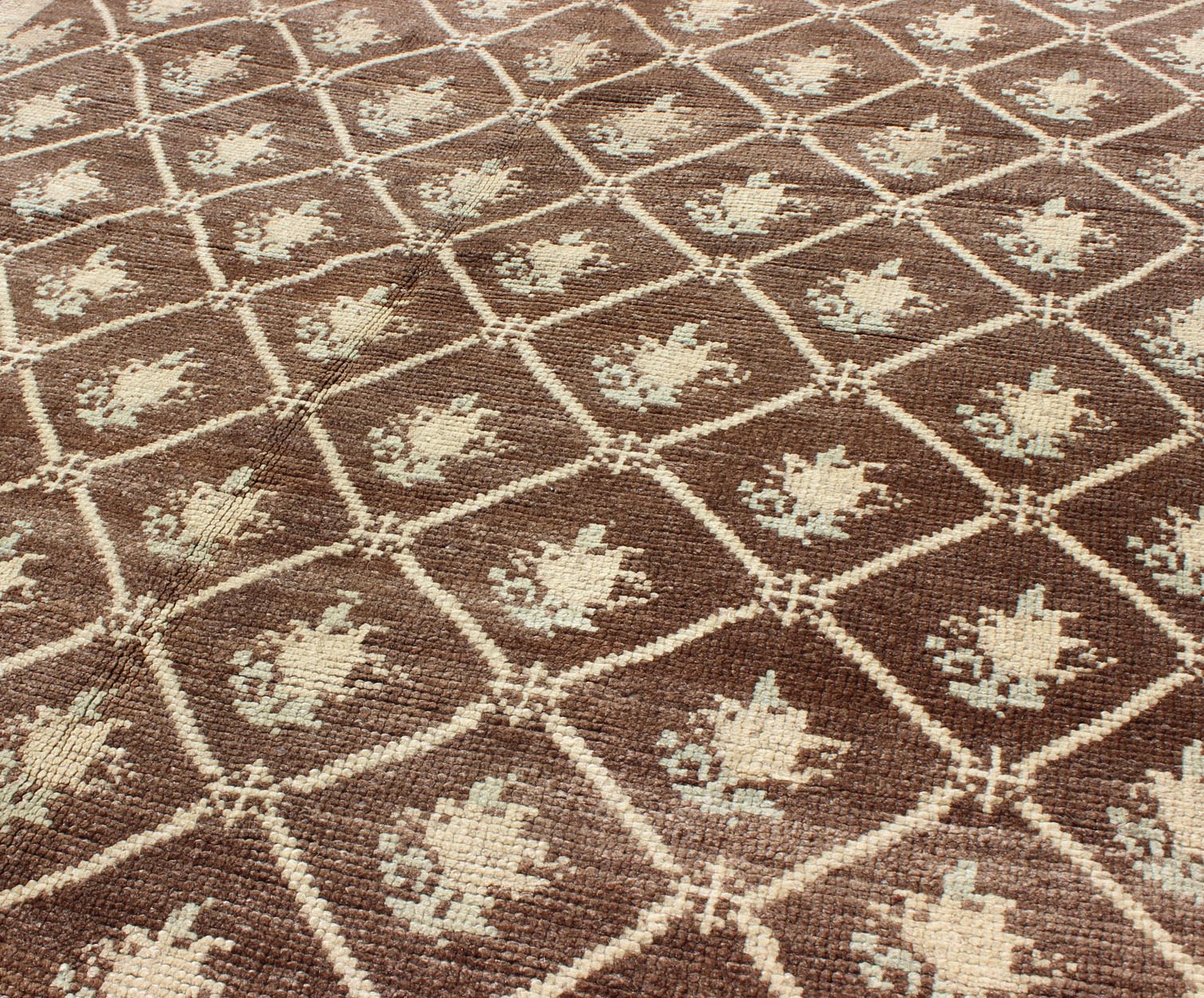 All - Over Design Turkish Tulu Carpet in Shades of Brown and Cream Turkish Tulu Carpet in Shades of Brown rug/tualk - 3561 origin/turkey kwarugs This Tulu carpet features tribal motifs laid across a chocolate brown field and enclosed within a... - Keivan Woven ArtsTU - ALK - 3561 - 6783Rug