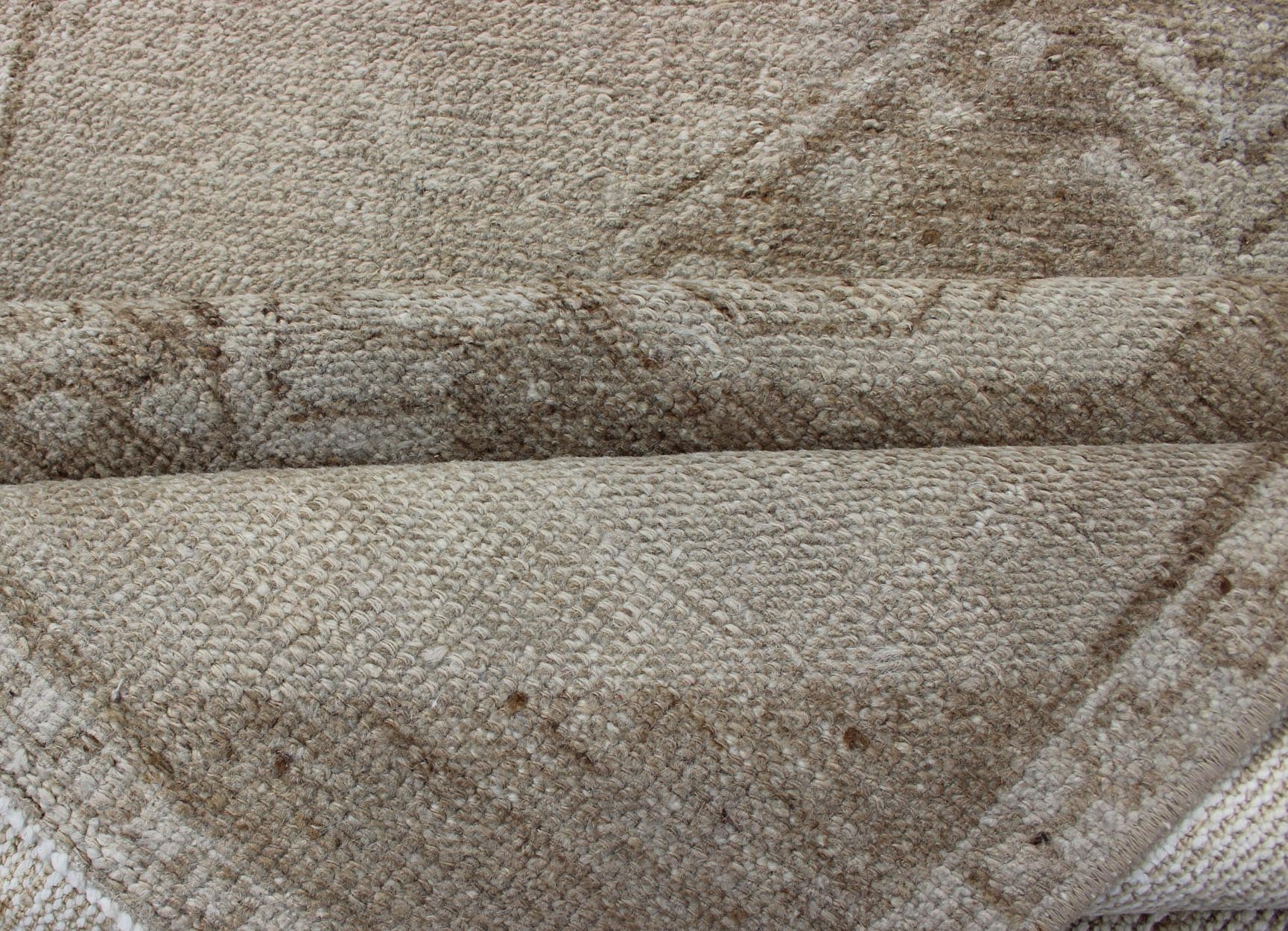 Vintage Turkish Oushak Runner With Medallions in Taupe, Tan, and Browns Vintage Medallion Turkish Oushak runner in tan with brown and taupe. Keivan Woven Arts / rug TU - ALK - 3576, country of origin / type: Turkey / Oushak, circa 1940 This u... - Keivan Woven ArtsTU - ALK - 3576 - 12078Rug