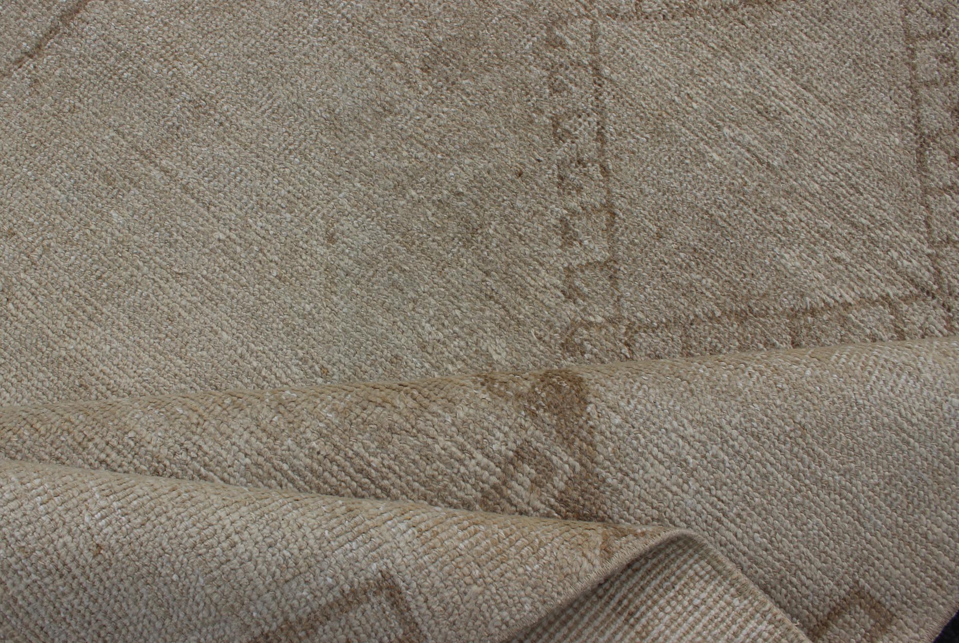 Grey and Cream Vintage Turkish Oushak Runner with Geometric Tribal Design Cream and taupe vintage Turkish Oushak runner with geometric tribal design, Keivan Woven Arts / rug/TU - ALK - 3582, country of origin / type: Turkey / Oushak, circa 1930 ... - Keivan Woven ArtsTU - ALK - 3582 - 12082Rug