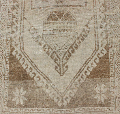 Vintage Turkish Oushak Runner with Floral Medallions in Taupe and Sandy Color Vintage Turkish Oushak runner with floral medallions, Keivan Woven Arts / rug TU - ALK - 3584 , country of origin / type: Turkey / Oushak, circa 1940. This vintage... - Keivan Woven ArtsTU - ALK - 3584 - 12090Rug