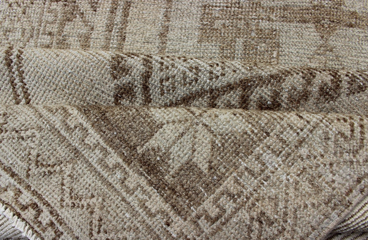 Vintage Turkish Oushak Runner with Floral Medallions in Taupe and Sandy Color Vintage Turkish Oushak runner with floral medallions, Keivan Woven Arts / rug TU - ALK - 3584 , country of origin / type: Turkey / Oushak, circa 1940. This vintage... - Keivan Woven ArtsTU - ALK - 3584 - 12090Rug