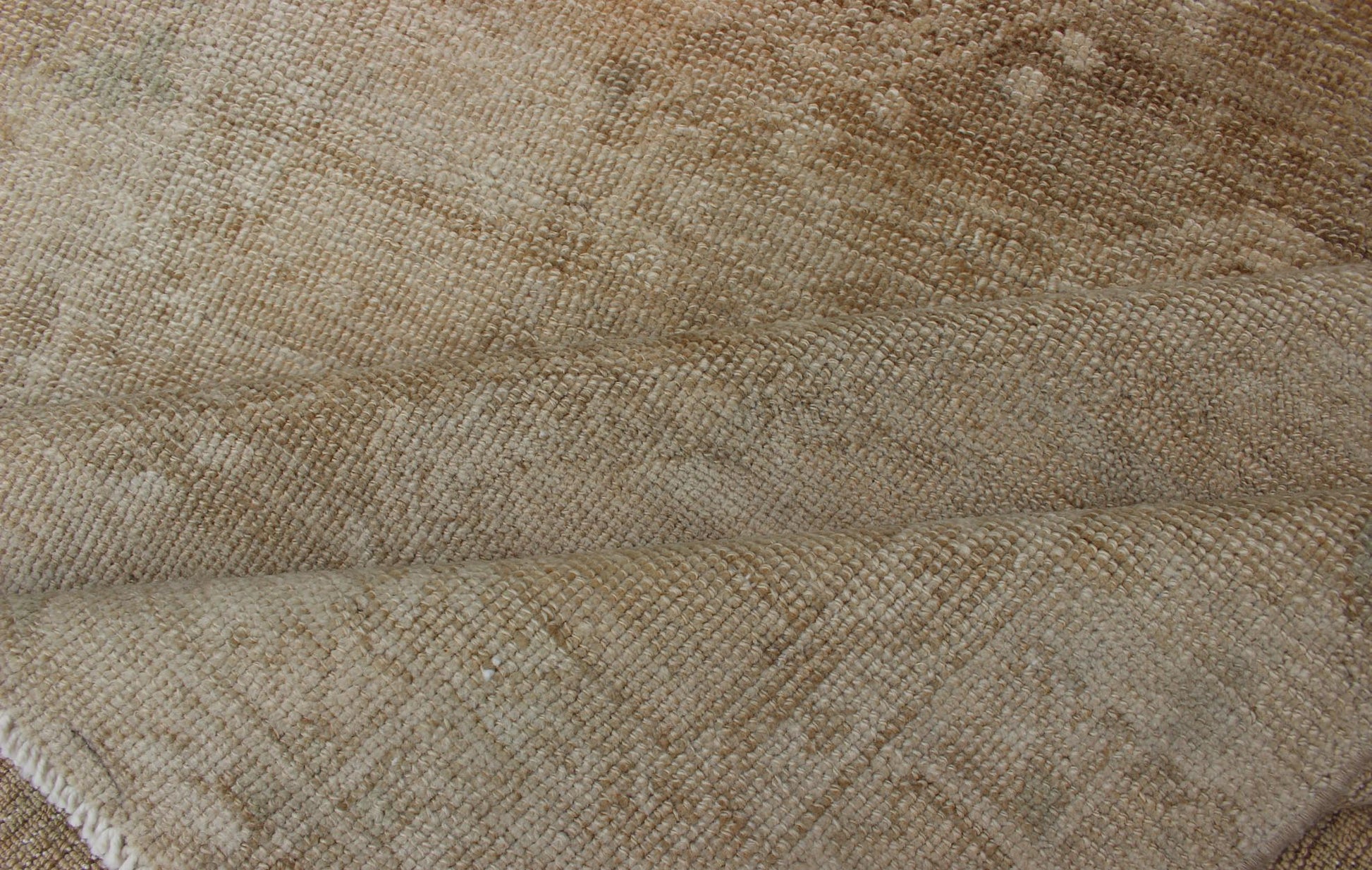 Hand Knotted Vintage Turkish Runner in Earth Tones & Light Brown in Medallions tan, sand, taupe and light brown. Keivan Woven Arts / rug TU - ALK - 3585, country of origin / type: Turkey / Kars, circa 1940. Turkish runner in Earth tones, light brown... - Keivan Woven ArtsTU - ALK - 3585 - 12096Rug