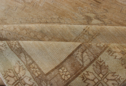 Large Gallery Runner Turkish Rug in Earth Tones & Light Brown in Medallions. Vintage wide Gallery runner from Turkey with Geometric Medallion design in various tones earth colors such as of tan, sand, taupe and light brown rug TU - ALK - 3587, country o... - Keivan Woven ArtsTU - ALK - 3587 - 12309Rug