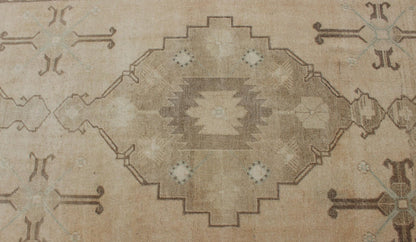 Vintage Turkish Oushak Runner Neutral and warm Colors with Tribal Medallions. wide and long vintage Turkish Oushak runner in neutral colors with medallions in taupe, blue and light brown. rug/TU - ALK - 4873. Vintage Oushak runner This vintage Ousha... - Keivan Woven ArtsTU - ALK - 4873 - 12126Rug