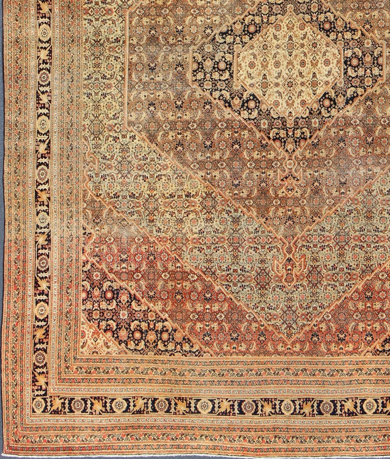 Antique Tabriz Haji - Jalili Rug with Diamond Design Rendered in Floral Motifs Antique Tabriz Haji - Jalili rug with diamond design rendered in floral motifs. Keivan Woven Arts / rug TU - ALK - 4882, country of origin / type: Iran / Tabriz, circa 1880.... - Keivan Woven ArtsTU - ALK - 4882 - 10167Rug