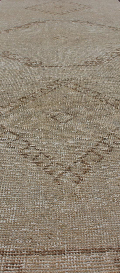 Vintage Turkish Oushak Runner with Etched Medallion Design Stylized Medallion Oushak Carpet, rug tu - alk - 4885, country of origin / type: Turkey / Oushak, circa 1940 This Oushak carpet from mid - 20th century Turkey features a multi - medallion... - Keivan Woven ArtsTU - ALK - 4885 - 10728Rug