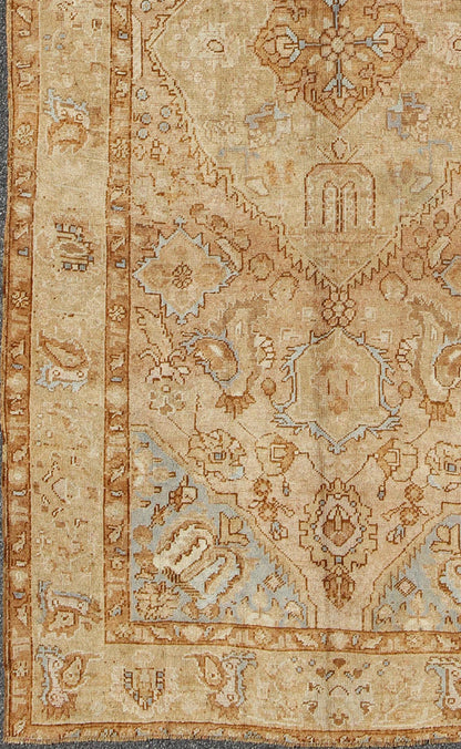 Vintage Turkish Medallion Gallery Runner in Warm Golden Brown Tones Measures: 6'10 x 13'10 Country of Origin: Turkey; Type: Oushak; Design: Medallion, Floral - Motifs, Sub - Tribal, All - Over; Keivan Woven Arts: rug TU - ARS - 445; Persian Rug, A... - Keivan Woven ArtsTU - ARS - 445 - 2454Rug