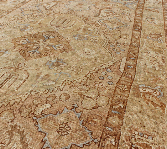 Vintage Turkish Medallion Gallery Runner in Warm Golden Brown Tones Measures: 6'10 x 13'10 Country of Origin: Turkey; Type: Oushak; Design: Medallion, Floral - Motifs, Sub - Tribal, All - Over; Keivan Woven Arts: rug TU - ARS - 445; Persian Rug, A... - Keivan Woven ArtsTU - ARS - 445 - 2454Rug
