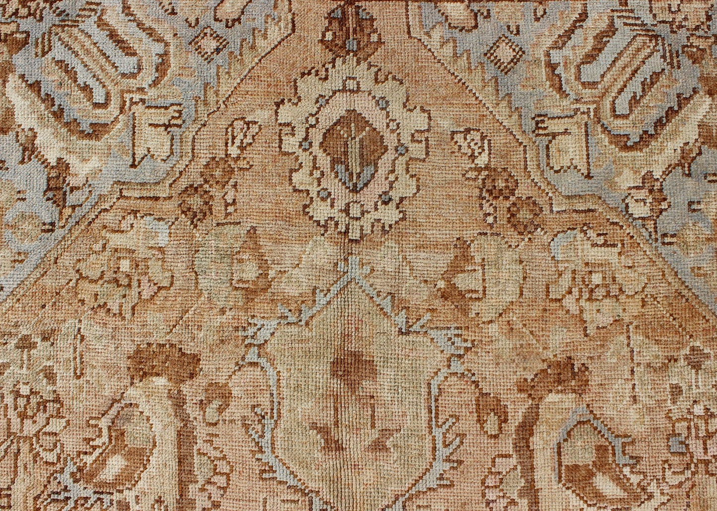 Vintage Turkish Medallion Gallery Runner in Warm Golden Brown Tones Measures: 6'10 x 13'10 Country of Origin: Turkey; Type: Oushak; Design: Medallion, Floral - Motifs, Sub - Tribal, All - Over; Keivan Woven Arts: rug TU - ARS - 445; Persian Rug, A... - Keivan Woven ArtsTU - ARS - 445 - 2454Rug