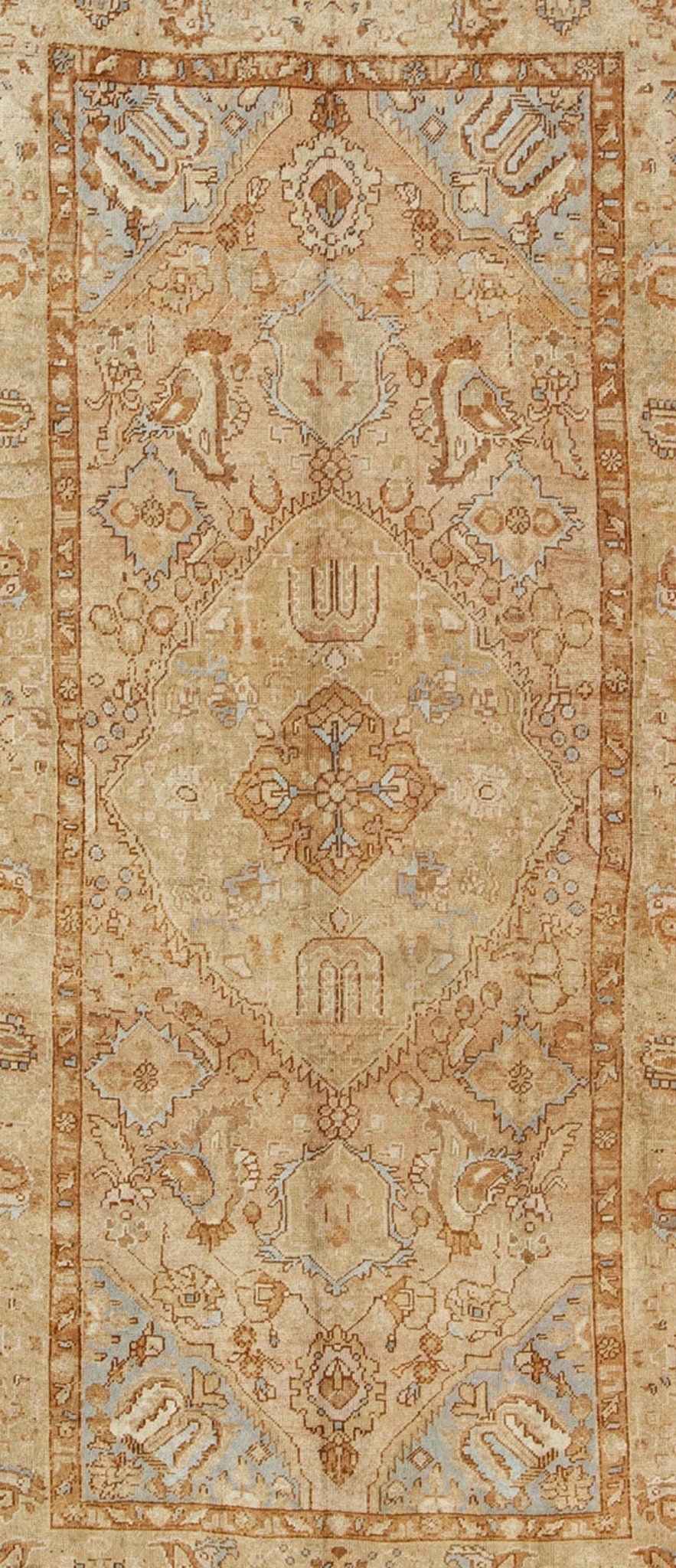 Vintage Turkish Medallion Gallery Runner in Warm Golden Brown Tones Measures: 6'10 x 13'10 Country of Origin: Turkey; Type: Oushak; Design: Medallion, Floral - Motifs, Sub - Tribal, All - Over; Keivan Woven Arts: rug TU - ARS - 445; Persian Rug, A... - Keivan Woven ArtsTU - ARS - 445 - 2454Rug