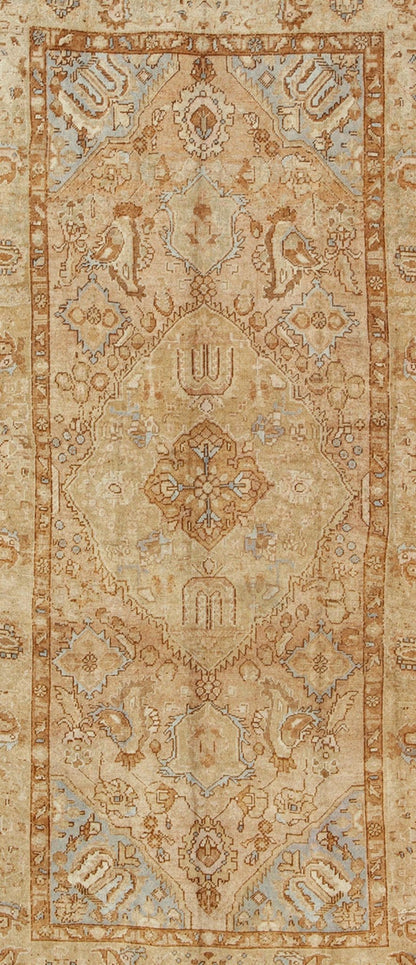 Vintage Turkish Medallion Gallery Runner in Warm Golden Brown Tones Measures: 6'10 x 13'10 Country of Origin: Turkey; Type: Oushak; Design: Medallion, Floral - Motifs, Sub - Tribal, All - Over; Keivan Woven Arts: rug TU - ARS - 445; Persian Rug, A... - Keivan Woven ArtsTU - ARS - 445 - 2454Rug