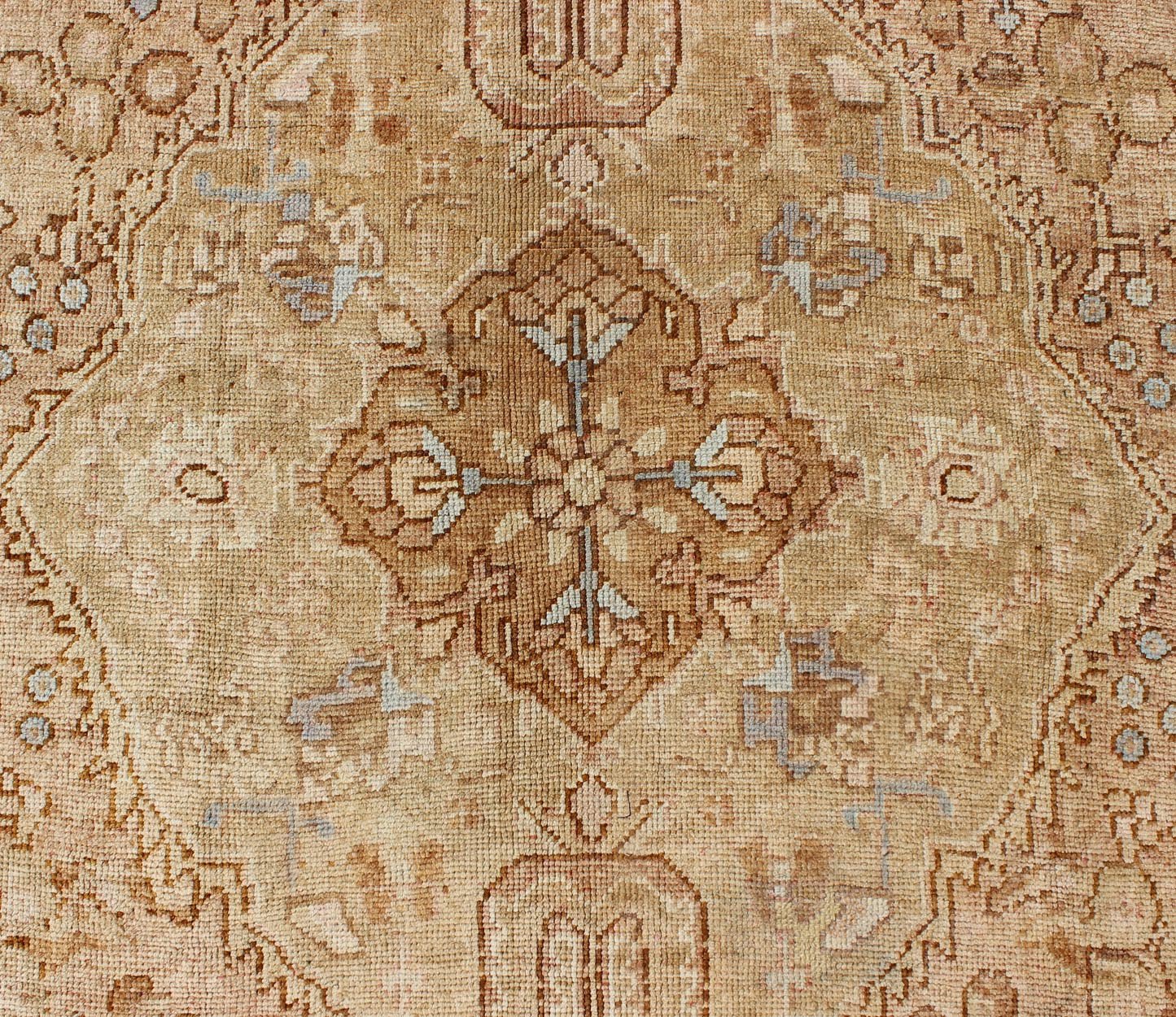 Vintage Turkish Medallion Gallery Runner in Warm Golden Brown Tones Measures: 6'10 x 13'10 Country of Origin: Turkey; Type: Oushak; Design: Medallion, Floral - Motifs, Sub - Tribal, All - Over; Keivan Woven Arts: rug TU - ARS - 445; Persian Rug, A... - Keivan Woven ArtsTU - ARS - 445 - 2454Rug