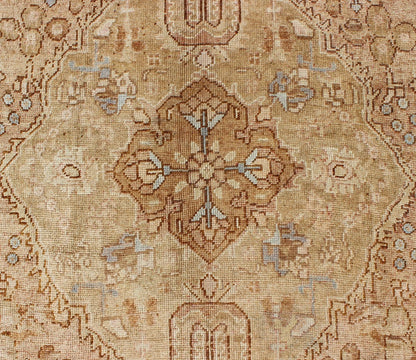 Vintage Turkish Medallion Gallery Runner in Warm Golden Brown Tones Measures: 6'10 x 13'10 Country of Origin: Turkey; Type: Oushak; Design: Medallion, Floral - Motifs, Sub - Tribal, All - Over; Keivan Woven Arts: rug TU - ARS - 445; Persian Rug, A... - Keivan Woven ArtsTU - ARS - 445 - 2454Rug