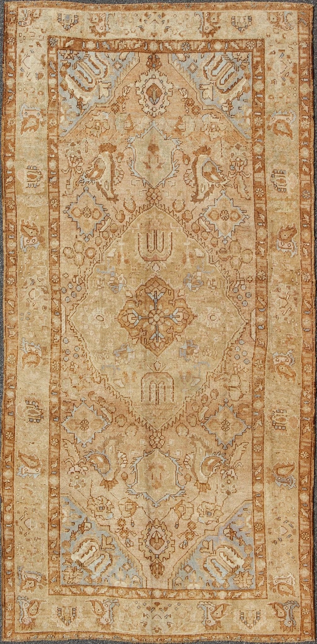 Vintage Turkish Medallion Gallery Runner in Warm Golden Brown Tones Measures: 6'10 x 13'10 Country of Origin: Turkey; Type: Oushak; Design: Medallion, Floral - Motifs, Sub - Tribal, All - Over; Keivan Woven Arts: rug TU - ARS - 445; Persian Rug, A... - Keivan Woven ArtsTU - ARS - 445 - 2454Rug
