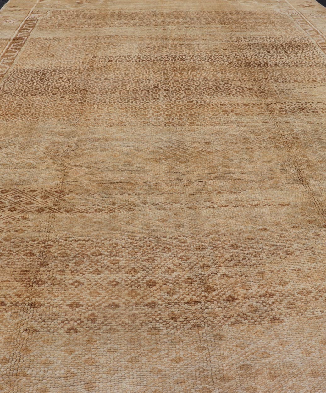 Vintage Turkish Rug with All - Over Diamond Design and Floral Border in Tan & Taupe Tan and Taupe vintage Turkish rug with all - over repeat design and floral border, rug ars - 816, country of origin / type: Turkey / Oushak, circa mid - 20th century ... - Keivan Woven ArtsTU - ARS - 816 - 2440Rug