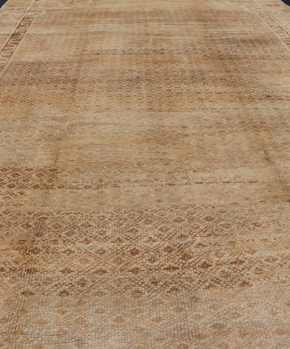 Vintage Turkish Rug with All - Over Diamond Design and Floral Border in Tan & Taupe Tan and Taupe vintage Turkish rug with all - over repeat design and floral border, rug ars - 816, country of origin / type: Turkey / Oushak, circa mid - 20th century ... - Keivan Woven ArtsTU - ARS - 816 - 2440Rug