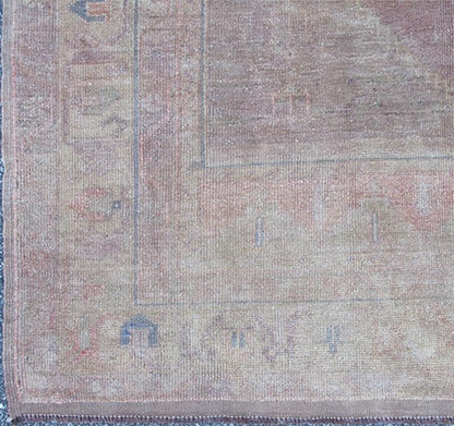 Vintage Muted Oushak Rug from Turkey with Medallion in Lavender and Light Pink, rug ayd - 95078, country of origin / type: Turkey / Oushak, circa mid - 20th century This muted vintage Turkish Oushak carpet (circa mid - 20th century) features a central... - Keivan Woven ArtsTU - AYD - 95078 - 3862Rug