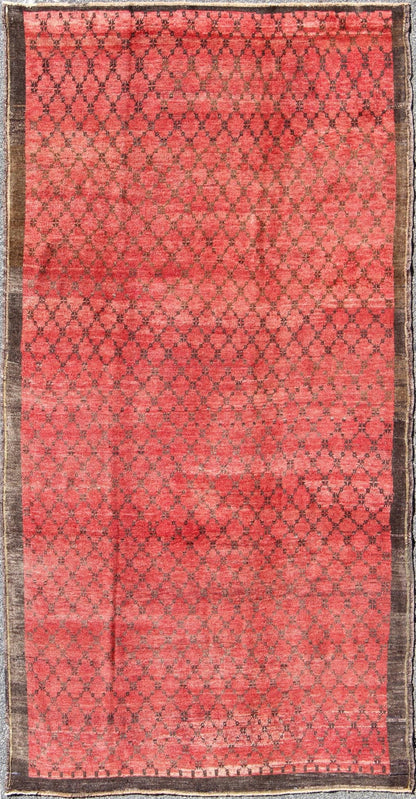 Turkish Konya Rug with Red and Brown This stunning vintage Turkish Konya displays a rich red color and an all - over design of floral - laced vines rendered in a diamond - shaped diagonal pattern. Measures: 5'9 x 10'8 - Keivan Woven ArtsTU - CUM - 131 - 2003Rug