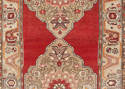 Keivan Woven Arts - Very Long Turkish Oushak Runner with Floral and Geometrics in Red & Neutrals, rug cum - 170, country of origin / type: Turkey / Oushak, circa 1930's. Measures: 3'11 x 20'6. This long Turkish Oushak gallery rug features a unique ... - Keivan Woven ArtsTU - CUM - 170 - 2408Rug