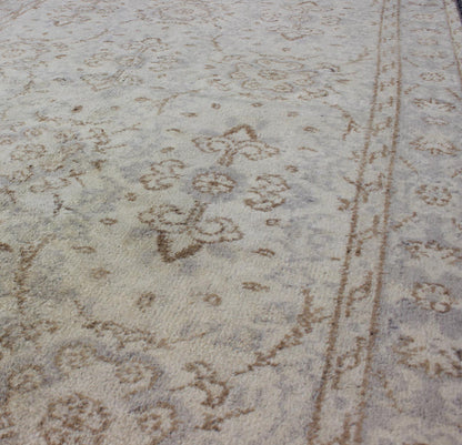 Vintage Turkish Oushak Rug with All - Over Floral Design in Ivory, Gray and Brown, rug dur - 3620, country of origin / type: Turkey / Oushak, circa mid - 20th century The design of this beautiful vintage Oushak rug from mid - 20th century Turkey is enha... - Keivan Woven ArtsTU - DUR - 3620 - 6820Rug